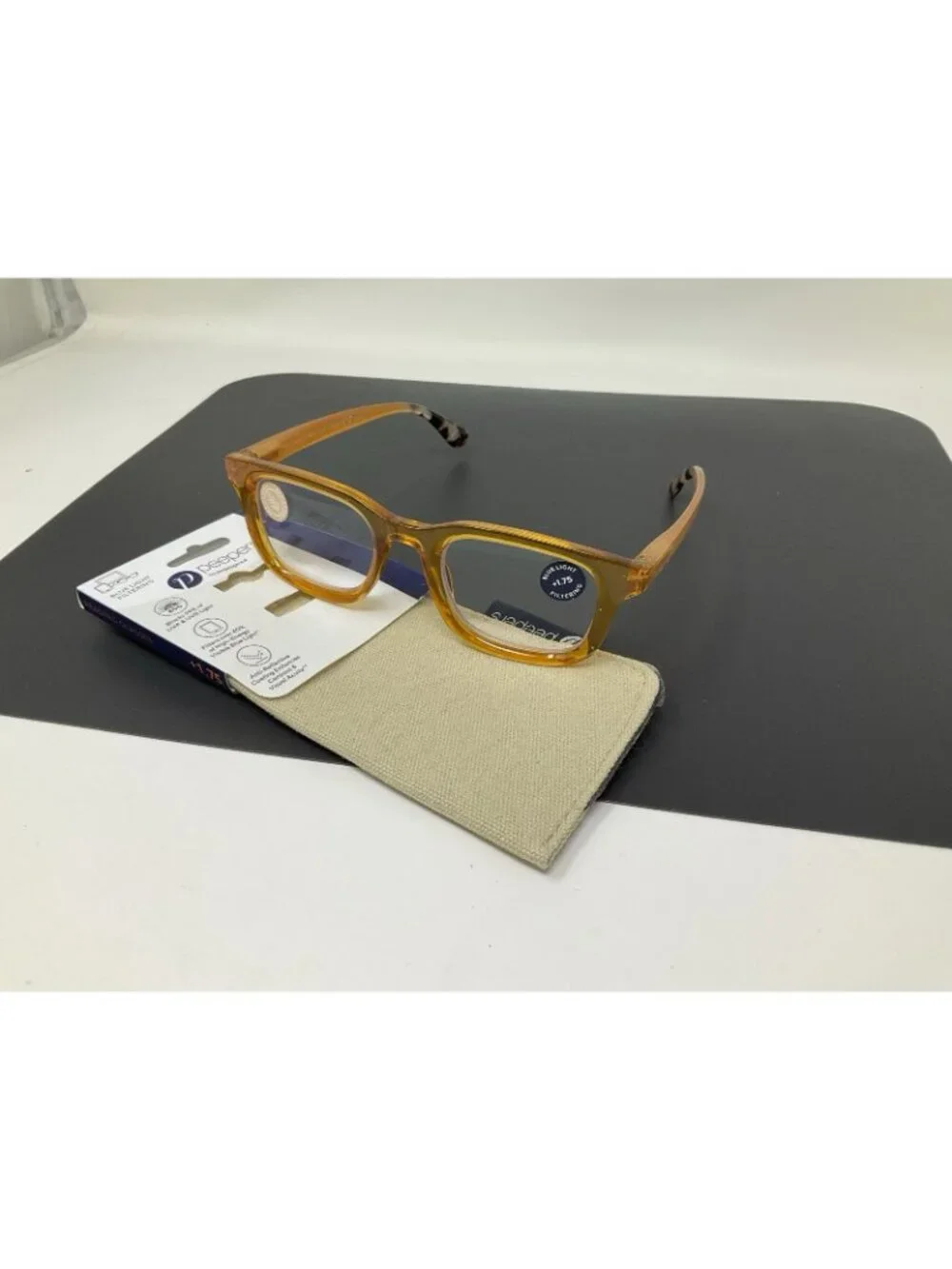 Canopy Peepers blue light filter Orange readers  +1.75 Reading Glasses